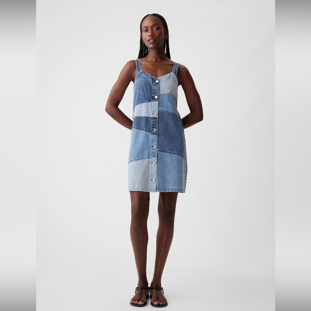 Gap Blue Patchwork Mini Dress - image 1